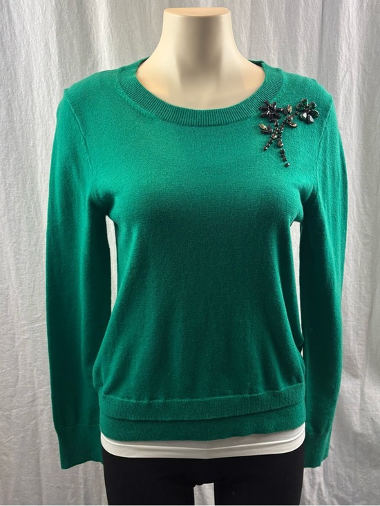 kate spade Sweaters - Kate Spade Sweater Embellished Brooch Wool Green M